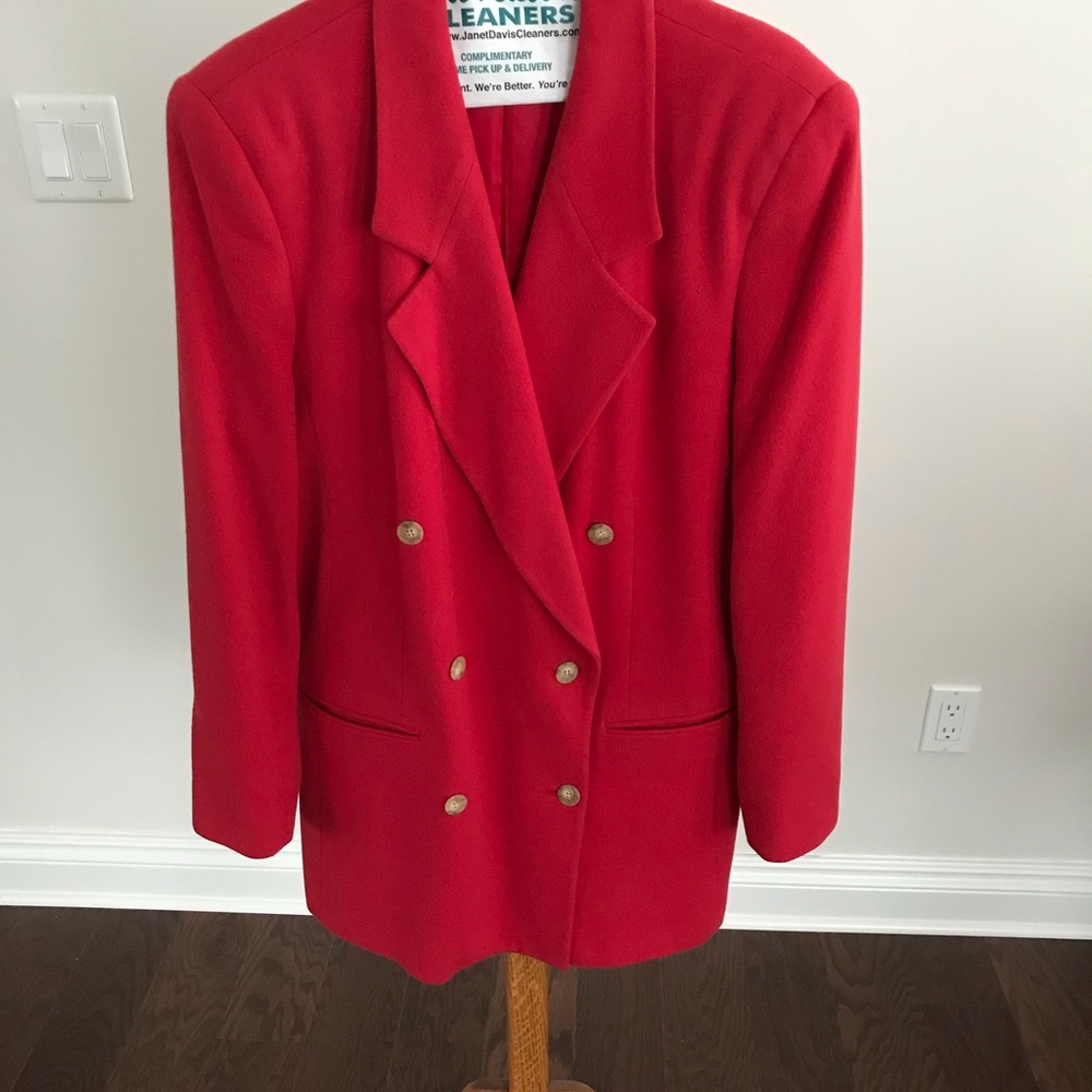 Double breasted, wool jacket from Oval Room.